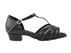 Style 16612 Black Leather Black Mesh Cuban Heel - Women's Dance Shoes | Blue Moon Ballroom Dance Supply