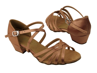 Style 1670CG Girls Brown Satin - Girls Dance Shoes | Blue Moon Ballroom Dance Supply