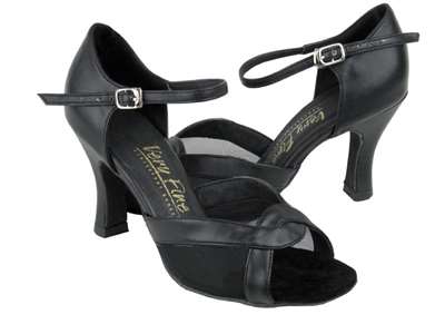 Style 1675 Black Leather & Black Mesh - Women's Dance Shoes | Blue Moon Ballroom Dance Supply