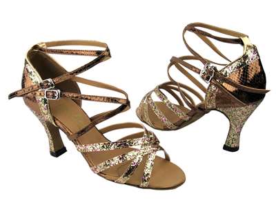 Style 5008Mirage Rainbow Sparkle & Snake Copper - Women's Dance Shoes | Blue Moon Ballroom Dance Supply