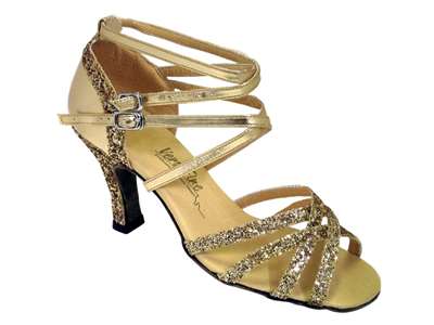 Style 5008Mirage Gold Sparkle & Gold Leather - Women's Dance Shoes | Blue Moon Ballroom Dance Supply