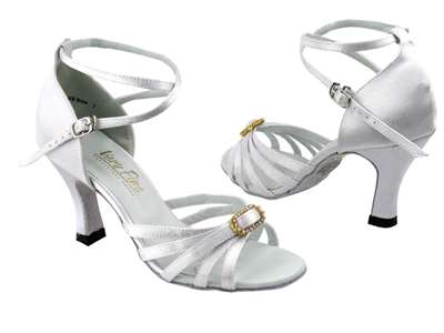 Style 6005 White Satin & Stone - Women's Dance Shoes | Blue Moon Ballroom Dance Supply