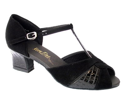 Style 6006 Black Nubuck & #71 Black & Thick Cuban Heel | Blue Moon Ballroom Dance Supply