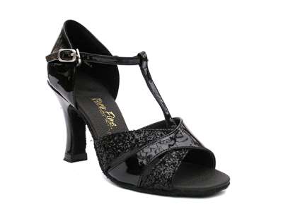 Style 6016 Black Sparkle & Black Patent - Women's Dance Shoes | Blue Moon Ballroom Dance Supply