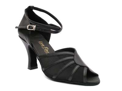 Style 6018 Black Leather & Black Mesh - Women's Dance Shoes | Blue Moon Ballroom Dance Supply