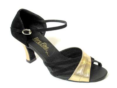 Style 6030 Black Nubuck & Gold Leather - Women's Dance Shoes | Blue Moon Ballroom Dance Supply