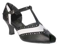 Style 6034 Black Leather & White Trim - Women's Dance Shoes | Blue Moon Ballroom Dance Supply