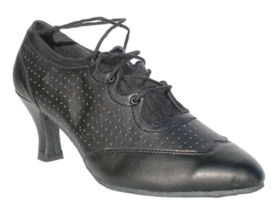 Style 6823 Black Perforated Leather - Ladies Dance Shoes | Blue Moon Ballroom Dance Supply