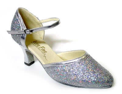 Style 9621 Silver Sparklenet & Silver Trim - Ladies Dance Shoes | Blue Moon Ballroom Dance Supply