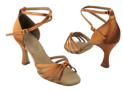 Style C6005 Dark Tan Satin - Ladies Dance Shoes | Blue Moon Ballroom Dance Supply