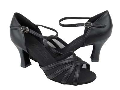 Style C6027 Black Leather & Black Mesh - Ladies Dance Shoes | Blue Moon Ballroom Dance Supply