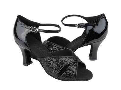 Style C6029 Black Sparkle & Black Patent - Ladies Dance Shoes | Blue Moon Ballroom Dance Supply