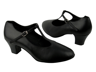 Style CD1111 Black Leather Cuban Heel - Ladies Dance Shoes | Blue Moon Ballroom Dance Supply