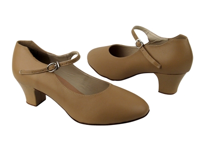 Style CD1112 Beige Leather Cuban Heel - Ladies Dance Shoes | Blue Moon Ballroom Dance Supply