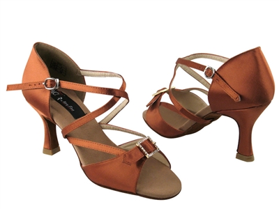 Style CD2013 Dark Tan Satin - Women's Dance Shoes | Blue Moon Ballroom Dance Supply