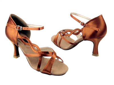 Style CD2088 Dark Tan Satin - Women's Dance Shoes | Blue Moon Ballroom Dance Supply