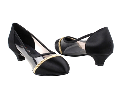 Style CD5502 Black Satin Cuban Heel - Ladies Dance Shoes | Blue Moon Ballroom Dance Supply