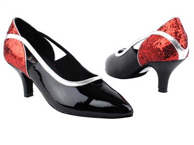 Style CD5503 Red Sparkle & Black Patent - Ladies Dance Shoes | Blue Moon Ballroom Dance Supply