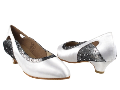 Style CD5505 White Satin Cuban Heel - Ladies Dance Shoes | Blue Moon Ballroom Dance Supply