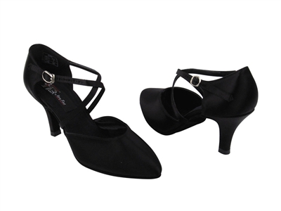 VF CD6017 Black Satin - Ladies Dance Shoes | Blue Moon Ballroom Dance Supply
