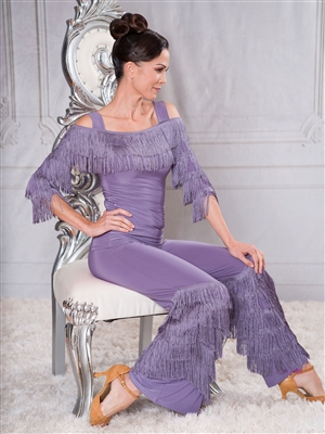 Style P004 Diagonal Fringe Pants for Dance & Performance | Blue Moon Ballroom Dance Supply