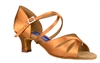 Style DA Phoenix Dark Tan Satin Open Toe Shoe - Shoes | Blue Moon Ballroom Dance Supply