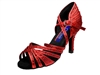 DA VEGAS LTD red satin w/rhinestones Open Toe Shoe - Shoes | Blue Moon Ballroom Dance Supply