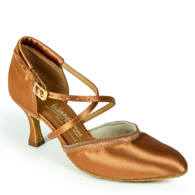 Style IDS American Flex Tan Satin - Women's Dance Shoes | Blue Moon Ballroom Dance Supply