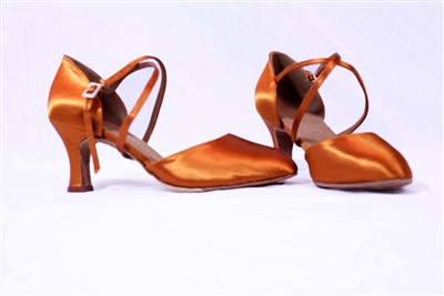 JT2 Tan Satin 2.5"W Smooth Shoe - JT & Tomas Collection | Blue Moon Ballroom Dance Supply