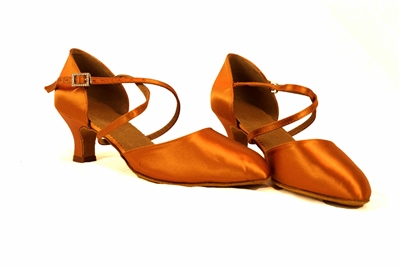 JT2 Tan Satin 2.2" W Smooth Shoe - JT & Tomas Collection | Blue Moon Ballroom Dance Supply