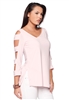 Cold Shoulder Ladder Sleeve Top Pink- Ladies Casualwear  | Blue Moon Ballroom Dance Supply