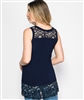 High-Low Lace Tank Top in Navy - Ladies Casualwear  | Blue Moon Ballroom Dance Supply