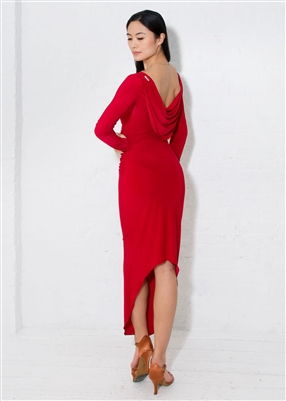 Style Alessandra Draped Dress Red - Women's Dancewear | Blue Moon Ballroom Dance Supply