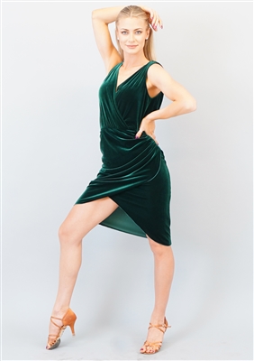 Style Gabriella Short Dress Green Velvet - Women's Dancewear | Blue Moon Ballroom Dance Supply