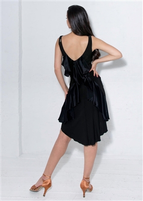 Style Juliette Black Satin Ruffle Dress - Women's Dancewear | Blue Moon Ballroom Dance Supply