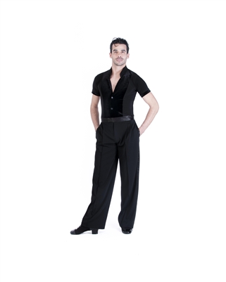 Style Theodore Black Velvet Short Sleeve Shirt - Men's Dancewear | Blue Moon Ballroom Dance Supply