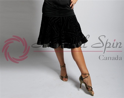 Style NS L09031 Black Ribbon Trim Skirt for Dance | Blue Moon Ballroom Dance Supply
