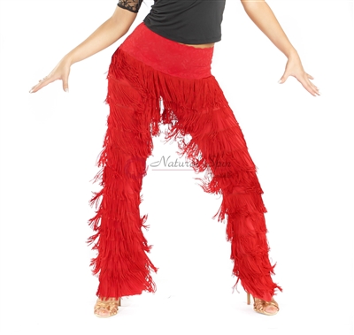 Style NS LP12 Red Fringe Pant - Quality Dancewear | Blue Moon Ballroom Dance Supply