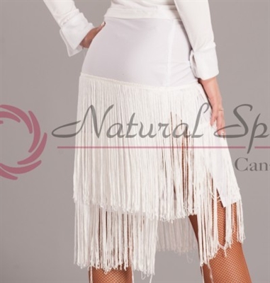 Style NS LS74 White Fringe Latin Skirt | Blue Moon Ballroom Dance Supply