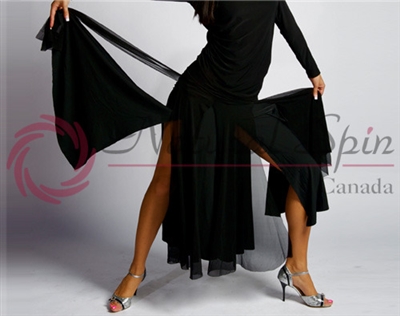 Style NS Split Panel Black Ballroom Skirt - Women's Dancewear | Blue Moon Ballroom Dance Supply