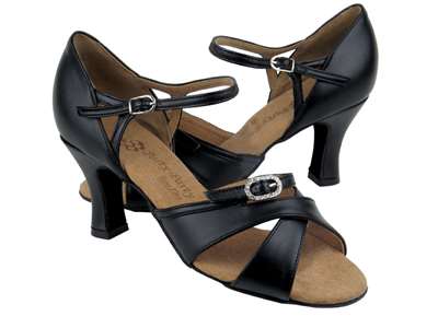 Style PP204A Black Leather - Ladies Dance Shoes | Blue Moon Ballroom Dance Supply