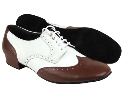 Style PP301 Dark Tan Leather & White Leather - Women's Dance Shoes | Blue Moon Ballroom Dance Supply