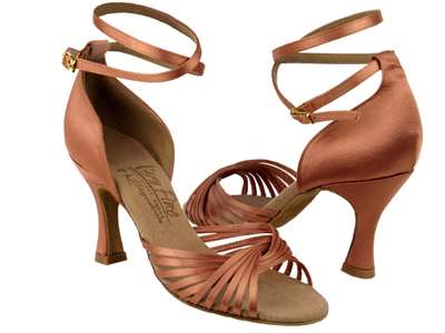 Style S1001 Tan Satin - Ladies Dance Shoes | Blue Moon Ballroom Dance Supply