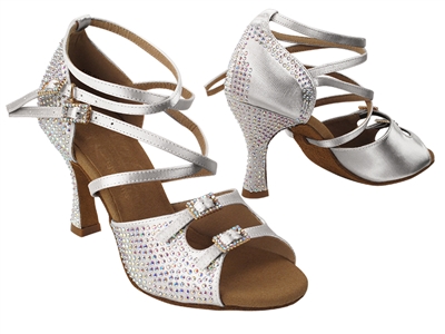 Style S1004CC Crystal White Satin - Women's Dance Shoes | Blue Moon Ballroom Dance Supply