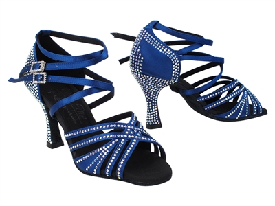 Style S1006CC Crystal Dark Blue Satin - Women's Dance Shoes | Blue Moon Ballroom Dance Supply