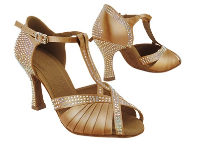 Style S1010CC Crystal Beige Satin - Women's Dance Shoes | Blue Moon Ballroom Dance Supply