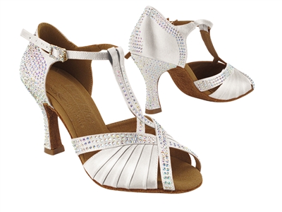 Style S1010CC Crystal White Satin - Women's Dance Shoes | Blue Moon Ballroom Dance Supply