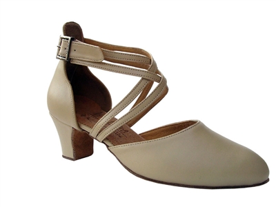 Style S9110 Beige Leather - Ladies Dance Shoes | Blue Moon Ballroom Dance Supply