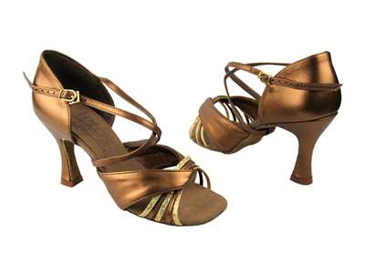 Style S92305 Gold Scale & Dark Tan Gold - Ladies Dance Shoes | Blue Moon Ballroom Dance Supply