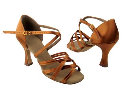 Style S92313 Dark Tan Satin - Ladies Dance Shoes | Blue Moon Ballroom Dance Supply